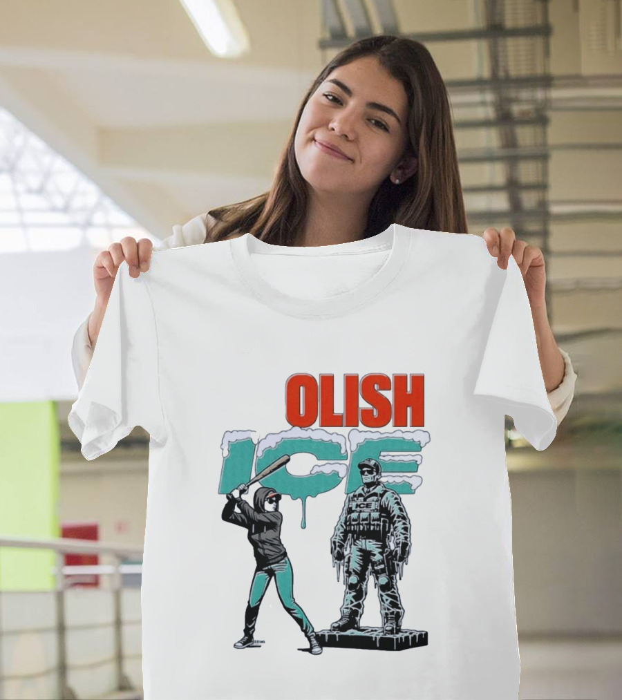 Krime Olish ICE Woman With Baseball Bat Smashing Statue T-Shirt