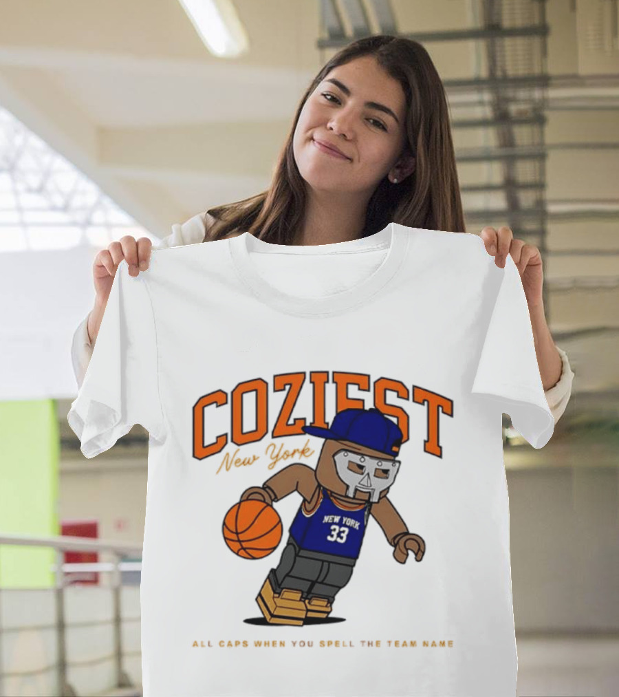 Coziest New York MF DOOM Patrick Ewing Knicks All Caps Basketball Lego T-Shirt