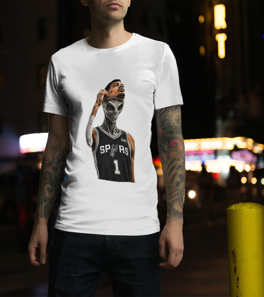 Wembanyama Spurs Alien Takeover Face Reveal Self 1 T-Shirt