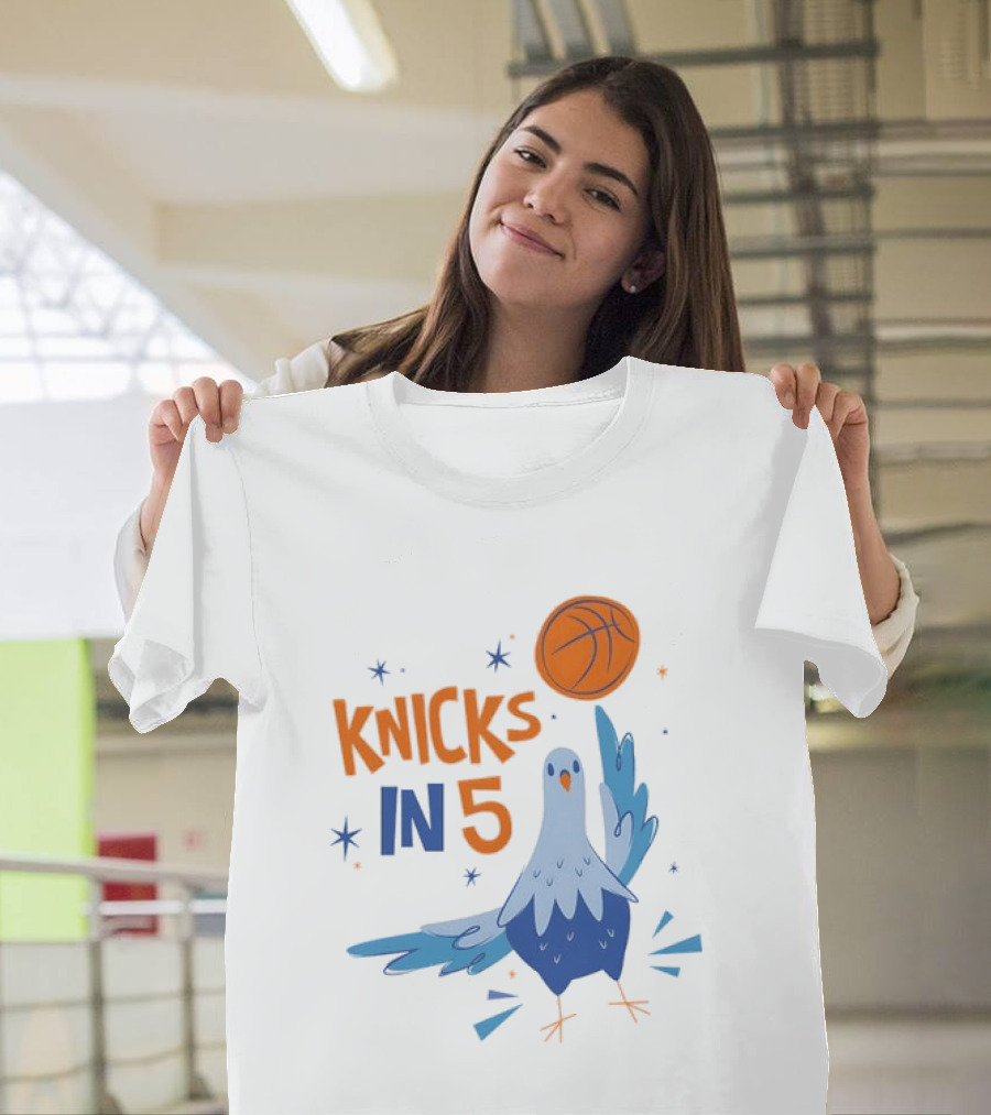 New York Knicks NBA Pigeon Basketball Knicks In 5 T-Shirt