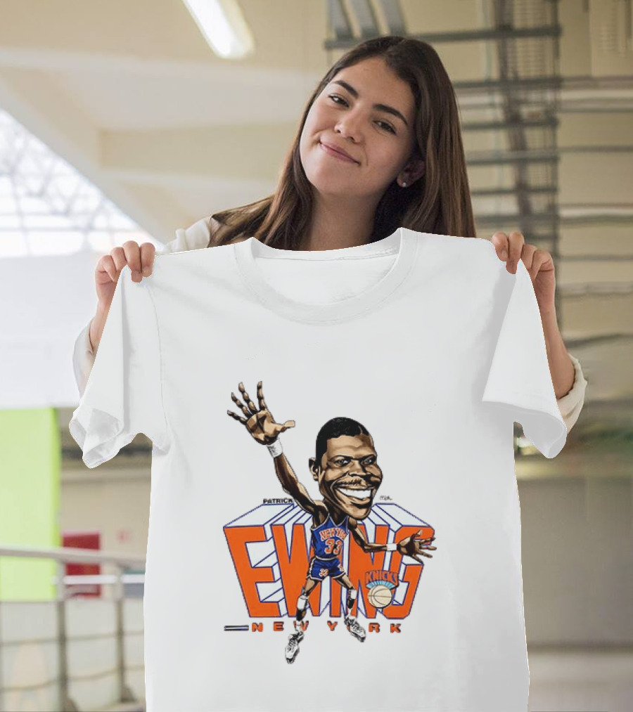 Patrick Ewing New York Knicks NBA Caricature Basketball Legend T-Shirt