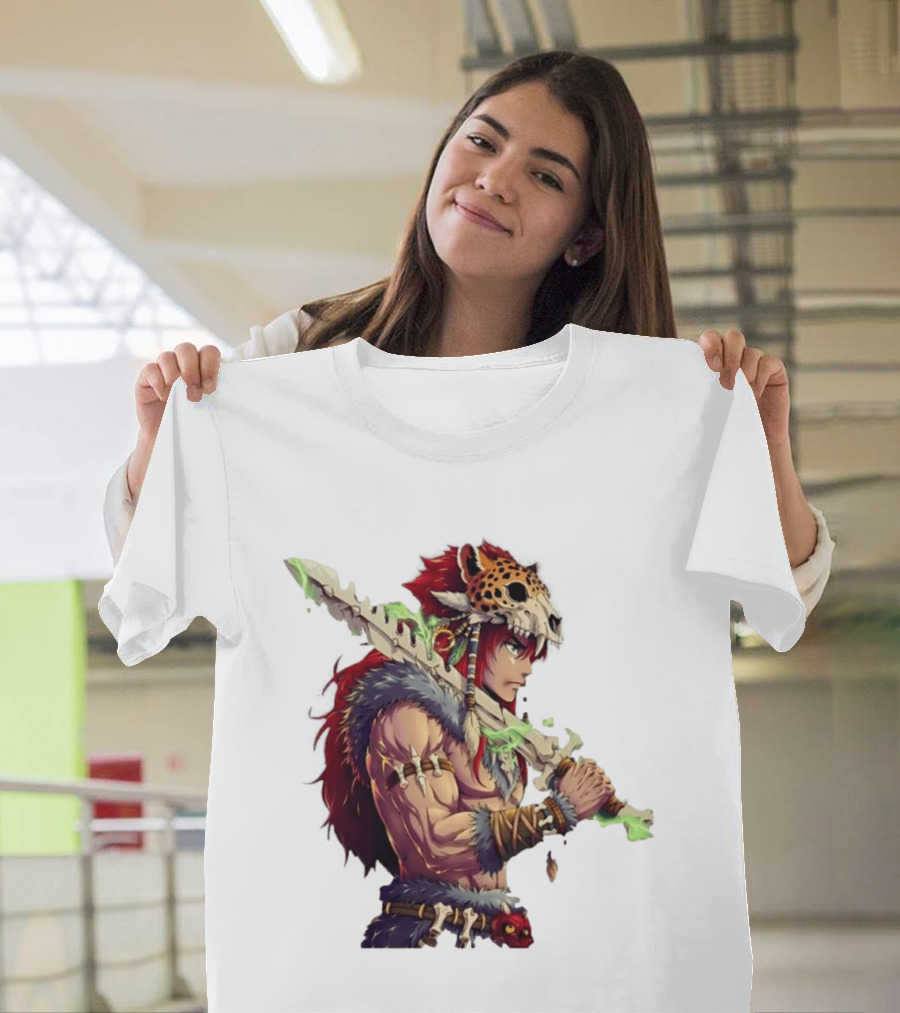 Jaguar Warrior Aztec Fantasy Glowing Bone Sword Warrior T-Shirt