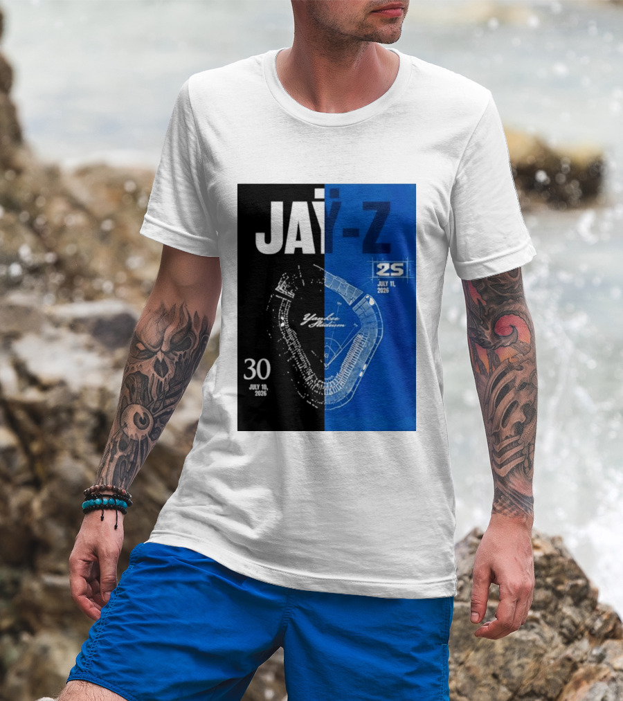 Jay Z Yankee Stadium July 10 11 2026 Celebration With Map Blueprint T-Shirt