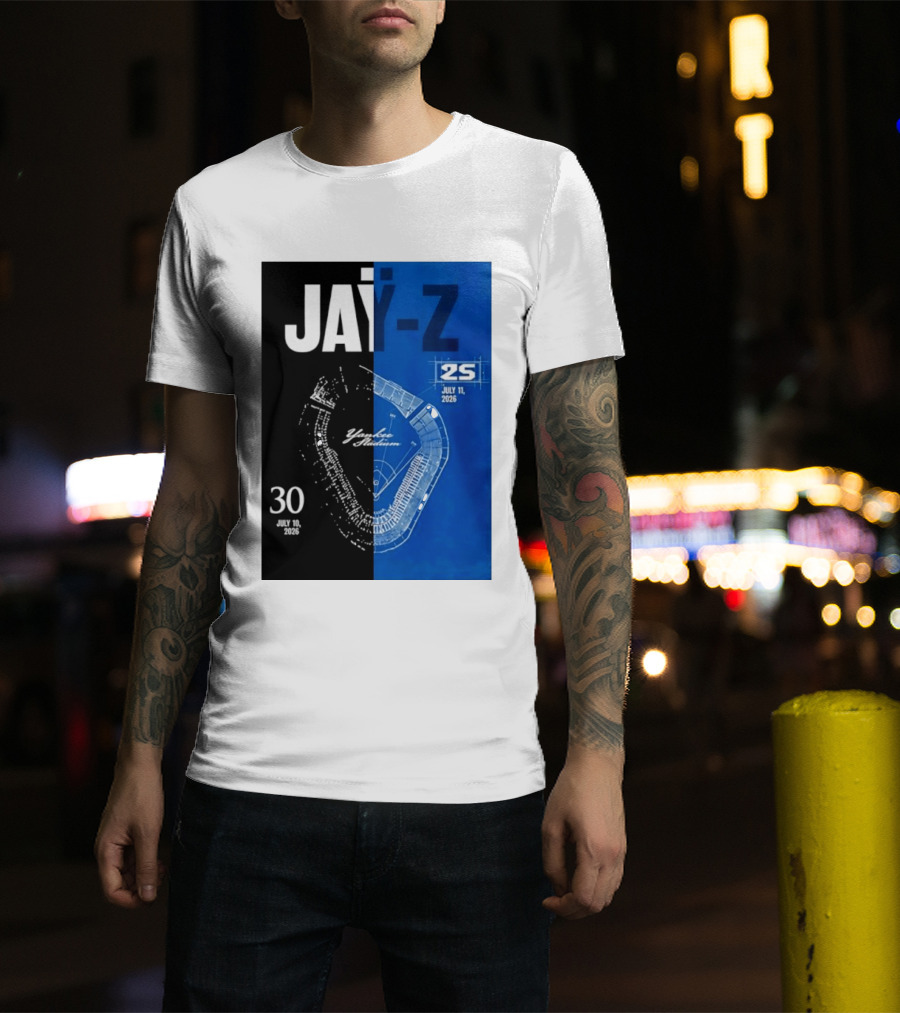 Jay Z Yankee Stadium July 10 11 2026 Celebration With Map Blueprint T-Shirt