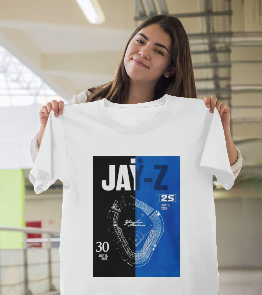 Jay Z Yankee Stadium July 10 11 2026 Celebration With Map Blueprint T-Shirt