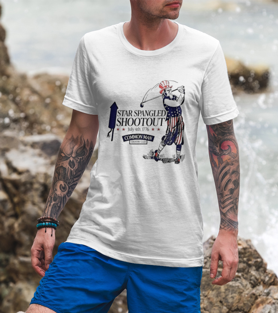 Star Spangled Shootout Common Man Country Club Patriotic Golfer T-Shirt