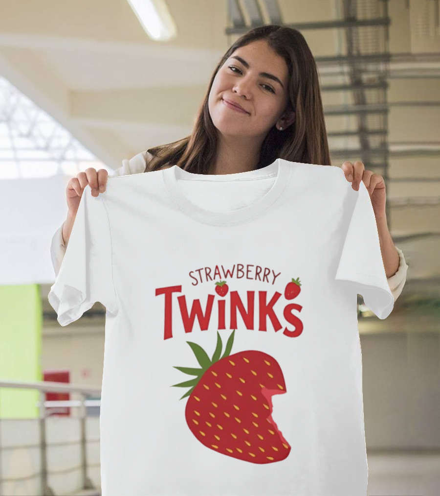 Strawberry Twinks Fruit Snack Pun Playful Bite T-Shirt