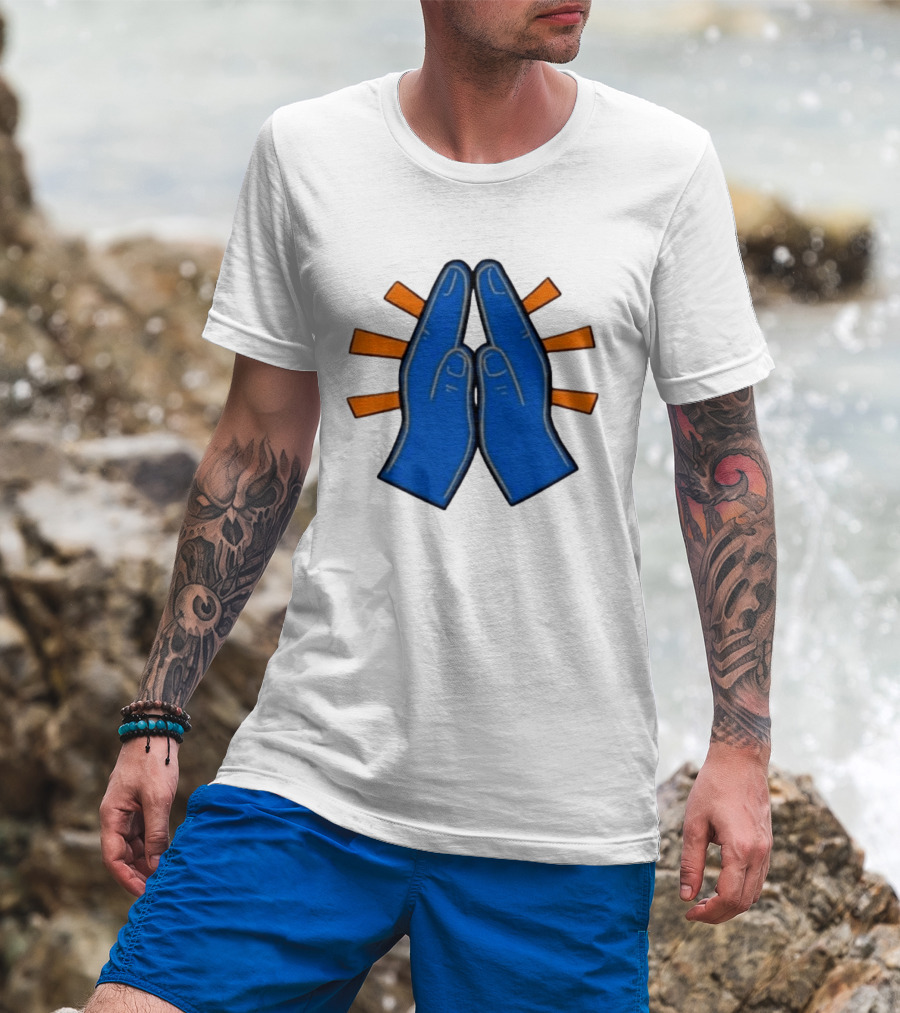 Please Just Make It All Worth It Blue Praying Hands Emoji T-Shirt