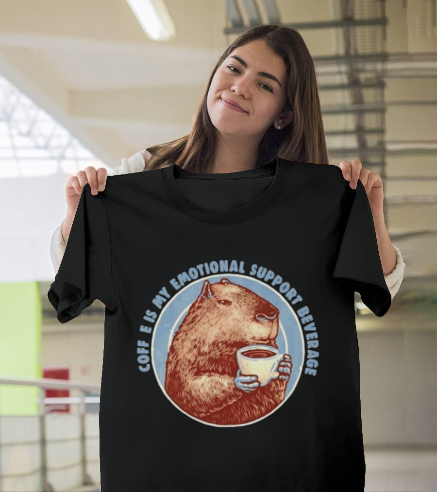 Capybara Coffee Is My Emotional Support Beverage Retro Style Animal Lovers T-Shirt
