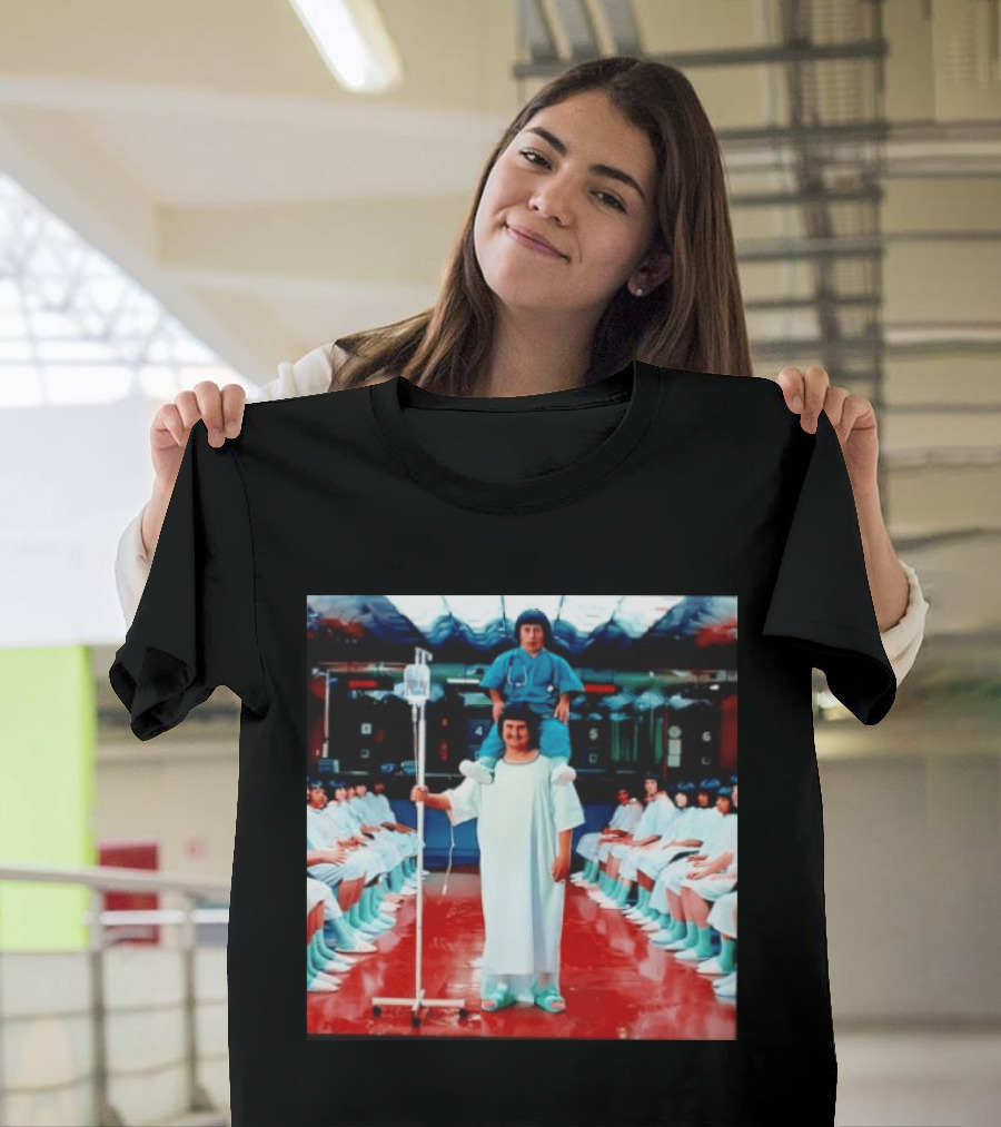 Doctor Riding On Patient Shoulders Hospital Room Surrealism T-Shirt