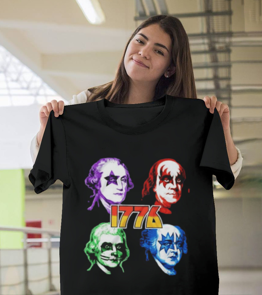 1776 Founding Fathers Rock Band George Washington Benjamin Franklin T-Shirt