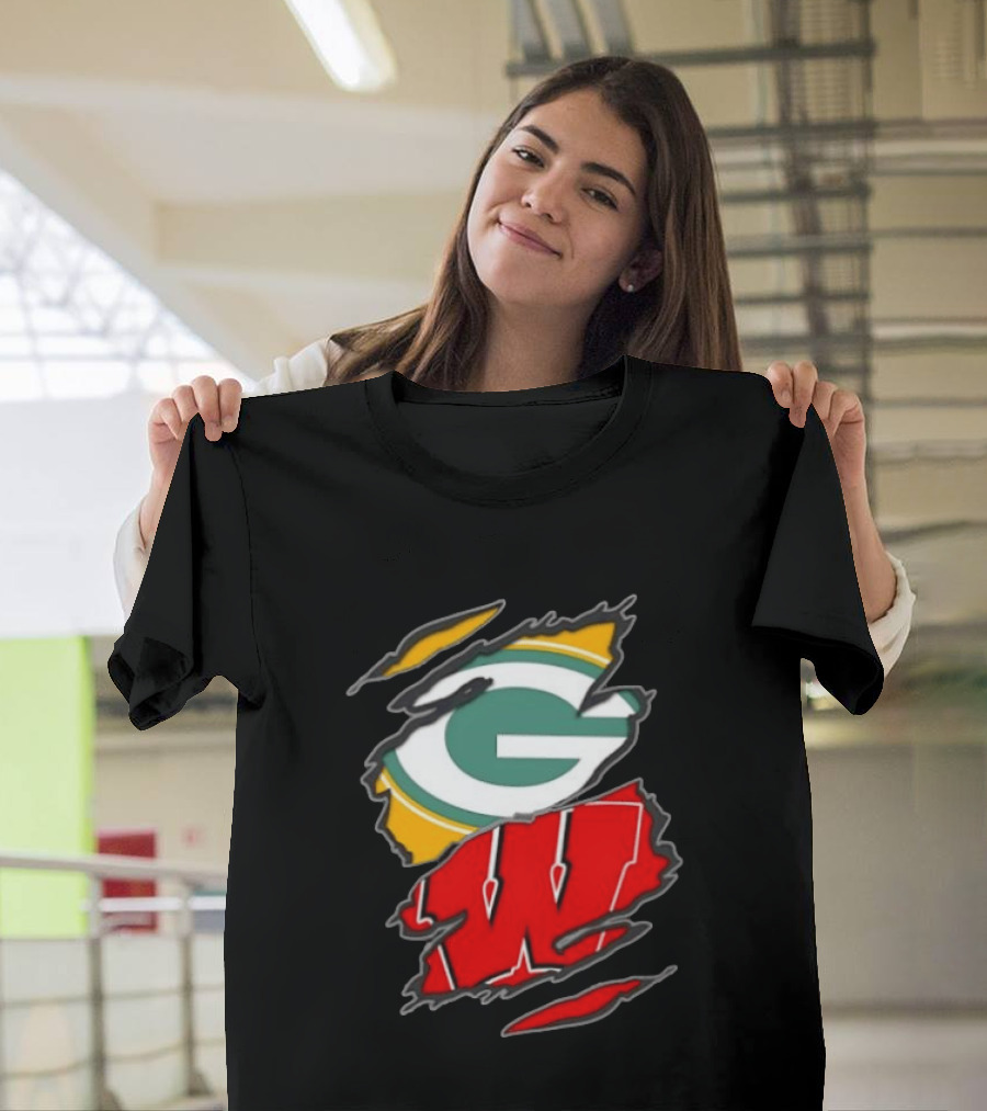 Green Bay Packers Wisconsin Badgers Team Sports Fan T-Shirt