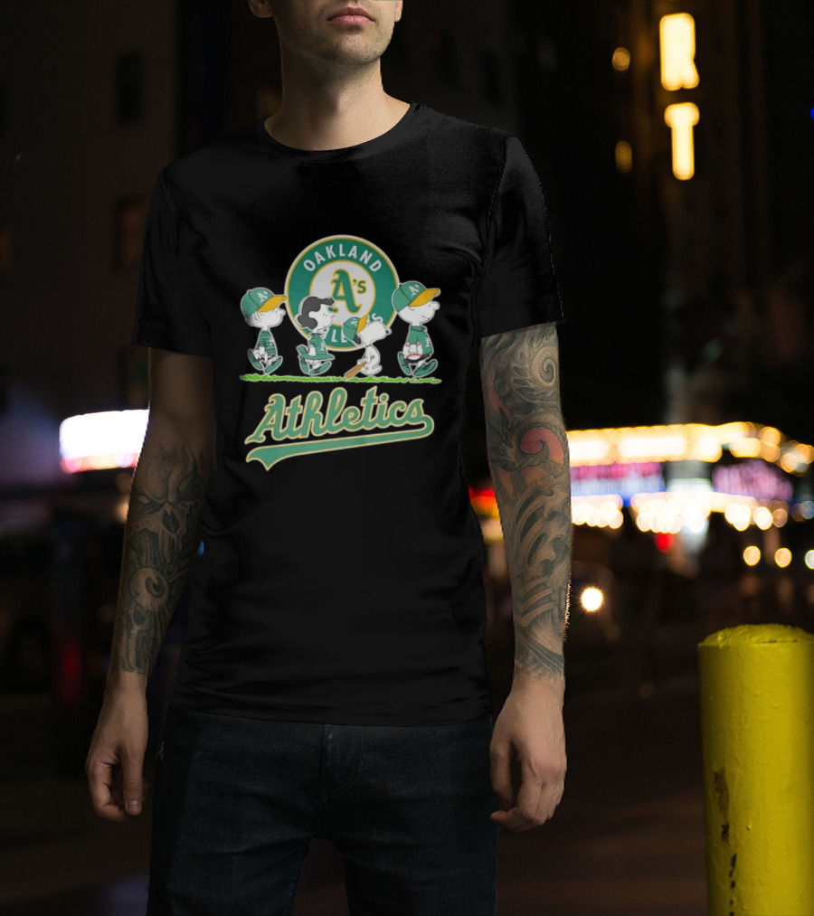 Peanuts Characters Oakland Athletics A's Team Major League Baseball Snoopy Charlie Brown Woodstock T-Shirt
