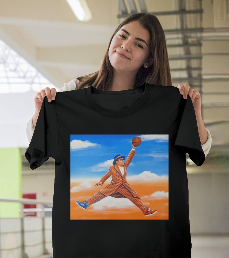 Spike Lee Jumping Basketball Air Jordan Jumpman Striped Suit Sky Sneakers T-Shirt
