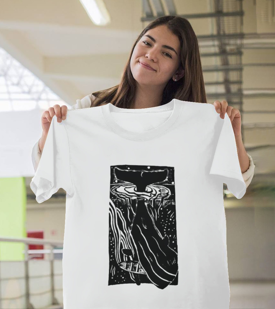 American Traditional Moby Dick Vintage Tattoo Style Whale Ocean Nautical T-Shirt
