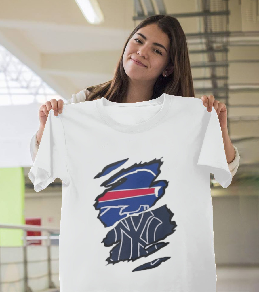 Buffalo Bills New York Yankees Split Collaboration Beneath The Surface T-Shirt
