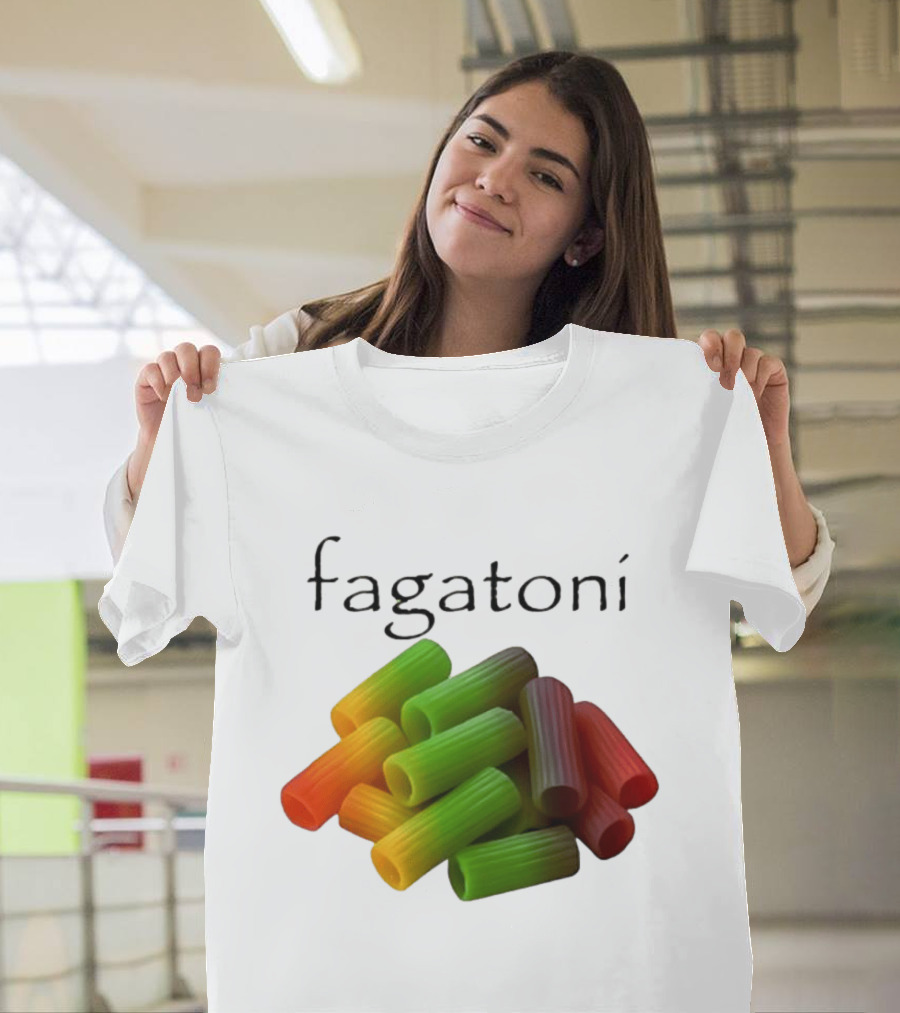 Fagatoni Rainbow Rigatoni Pasta Food Joke Pun LGBTQ+ Pride Humor T-Shirt
