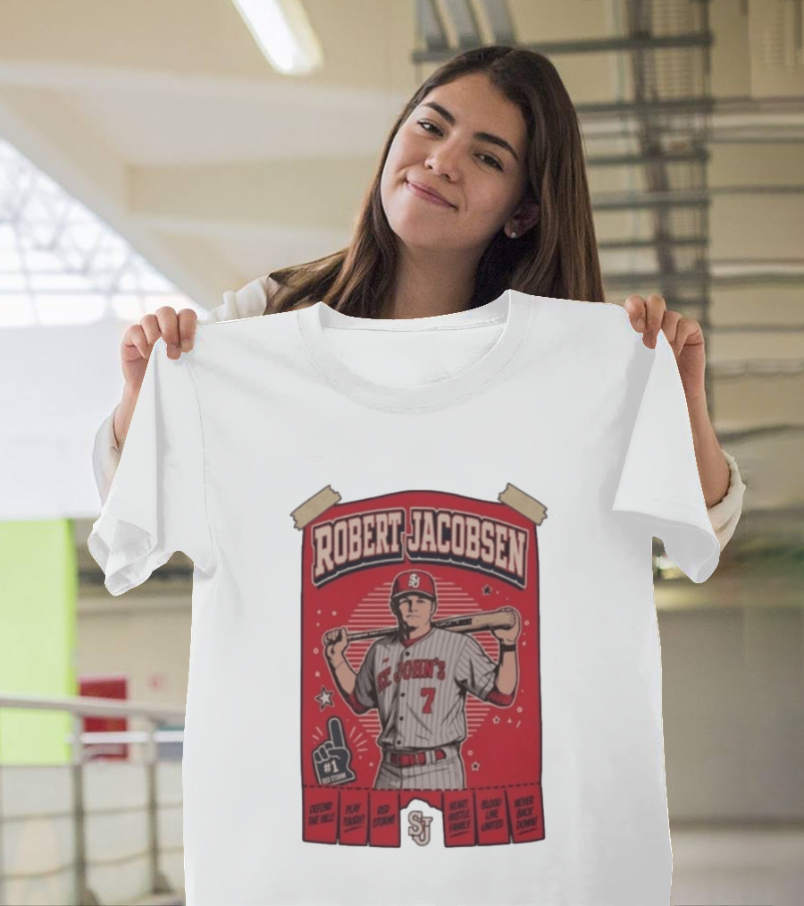 Robert Jacobsen St John's 7 Red Storm Defend The Hill Play Tough Blood Line United T-Shirt