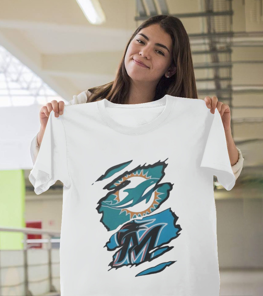 Miami Dolphins Marlins Beneath The Surface NFL MLB T-Shirt