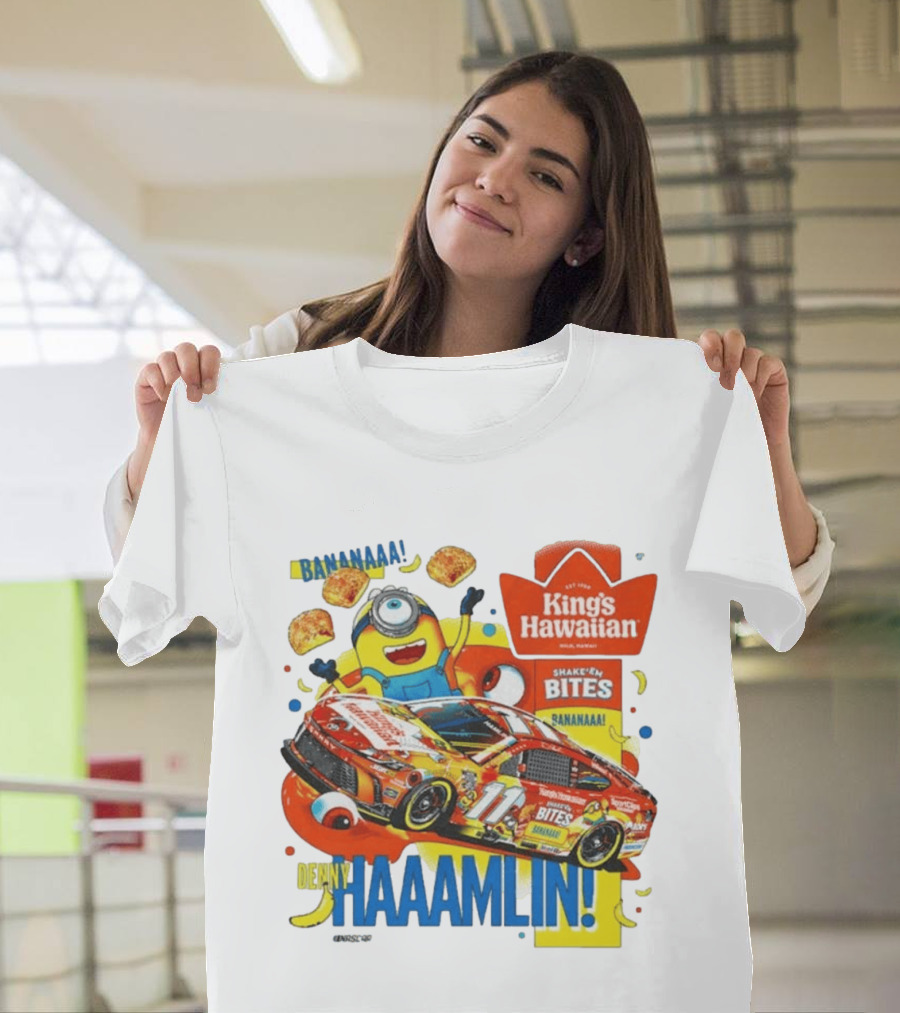 Minions Bananaa With Denny Hamlin King's Hawaiian Shake 'n Bites Racing 2026 T-Shirt