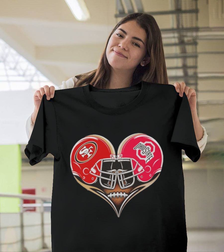 49Ers Ohio State Buckeyes Helmet Heart Love T-Shirt