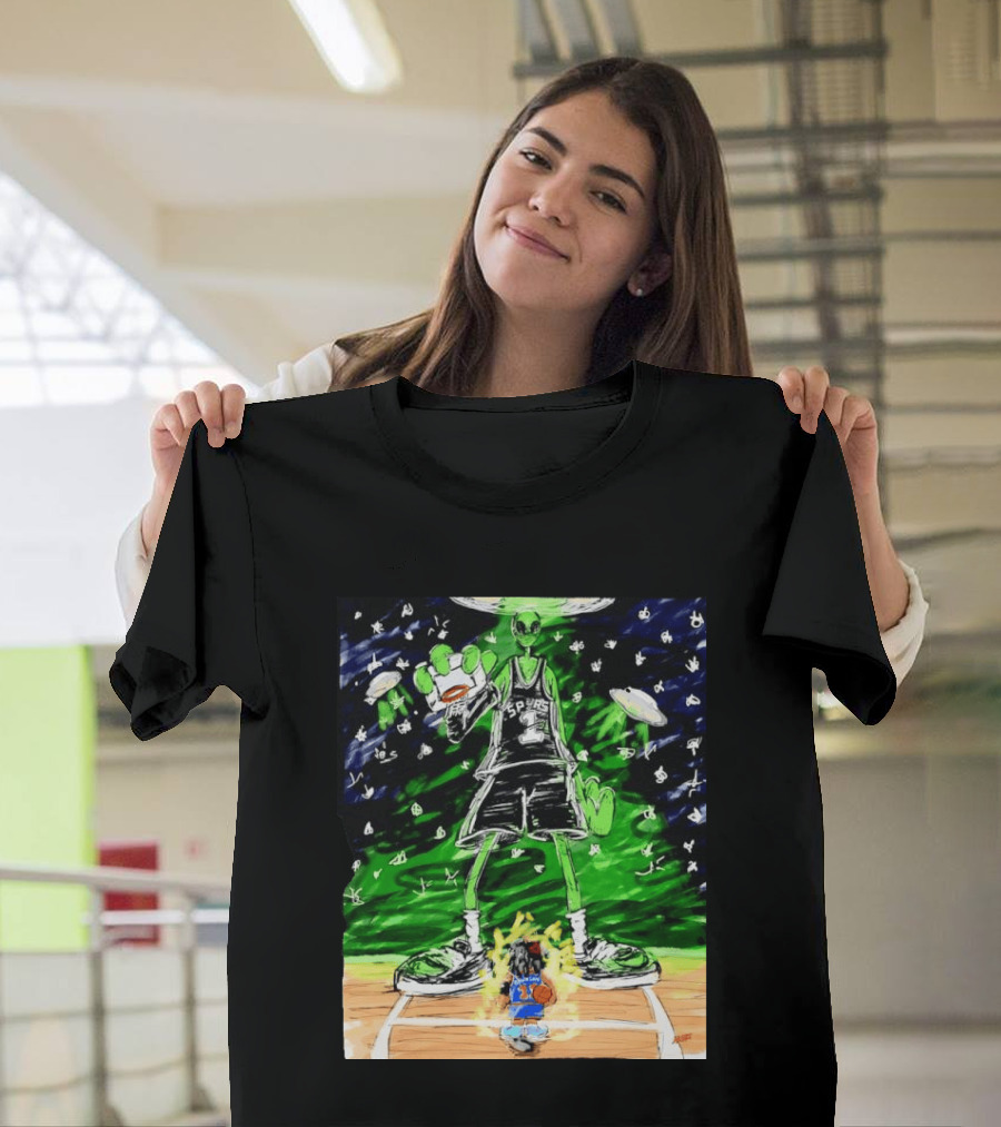 Victor Wembanyama Alien San Antonio Spurs Vs Jalen Brunson New York Knicks NBA Showdown T-Shirt