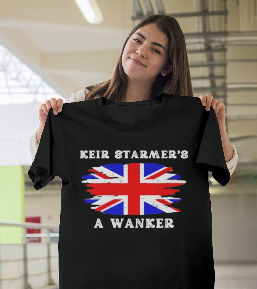Keir Starmer's A Wanker Union Jack Flag British Political Satire T-Shirt