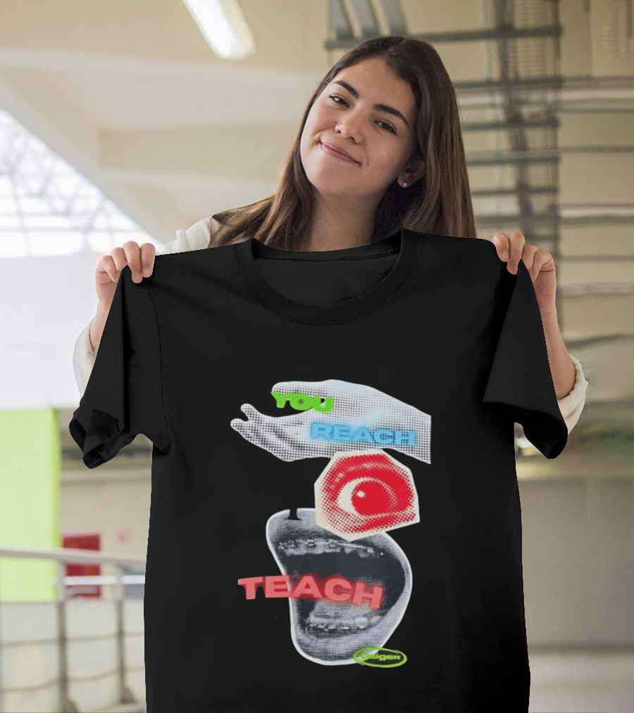 Geiger You Reach I Teach Hand Eye Mouth Collage T-Shirt