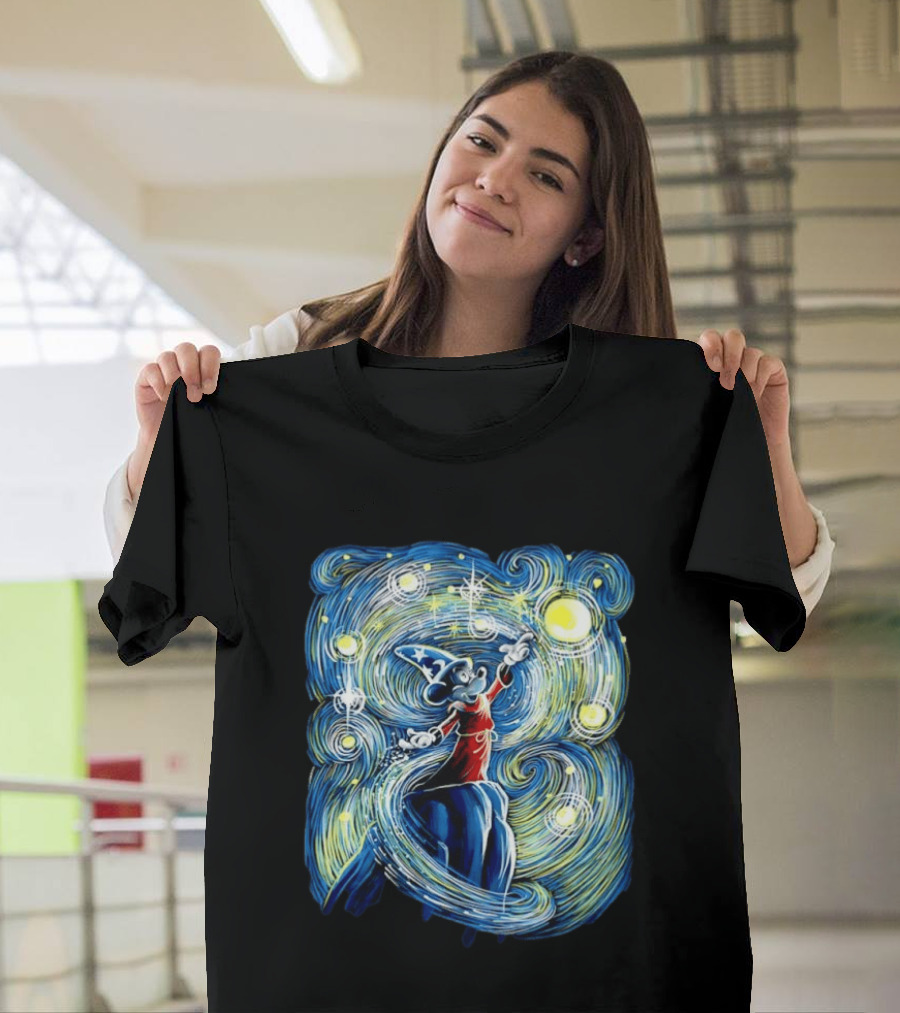 Sorcerer Mickey Mouse Fantasia Starry Night Whirlwind Stars T-Shirt