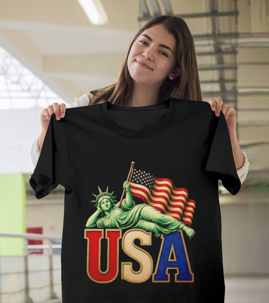 Statue Of Liberty USA Flag Patriotic T-Shirt