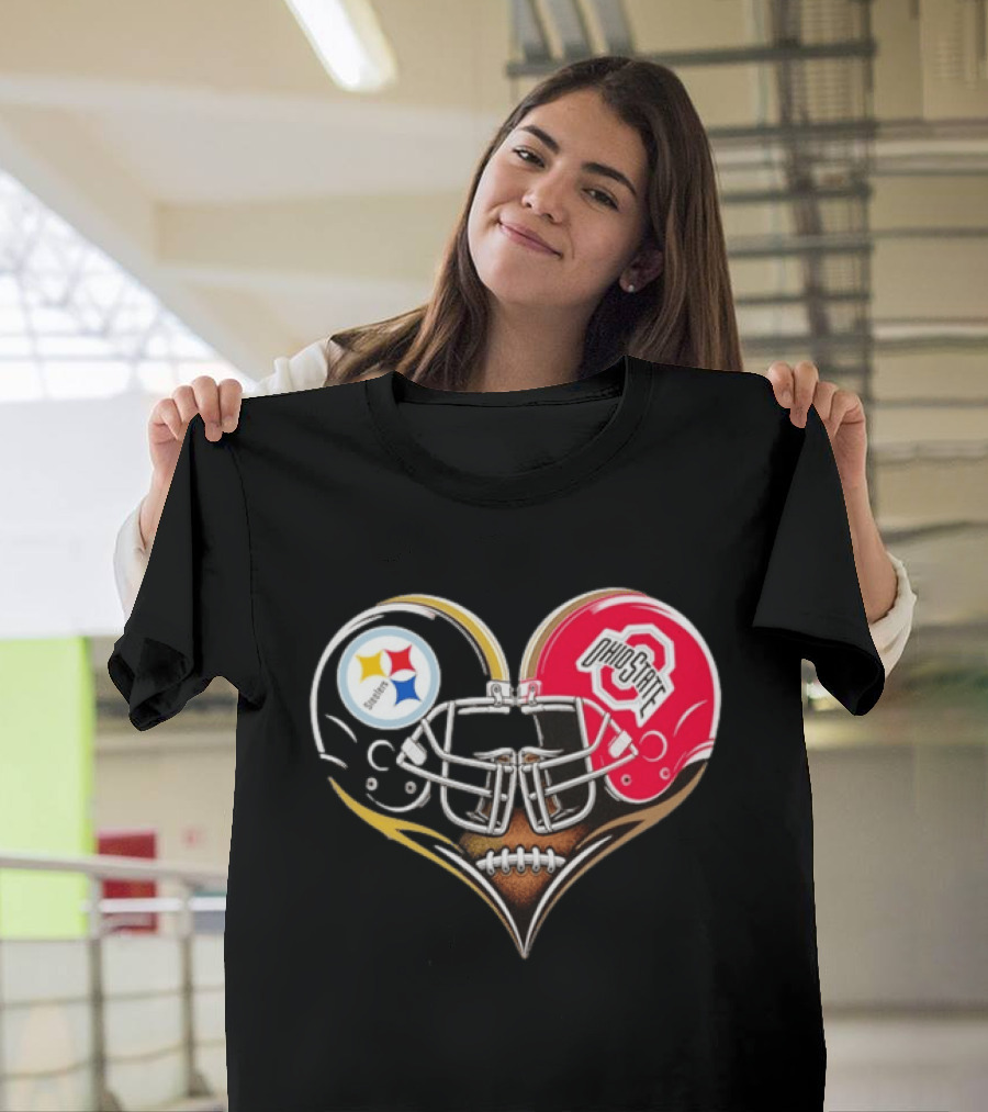 Steelers Ohio State Buckeyes Heart Helmet Fan Love T-Shirt