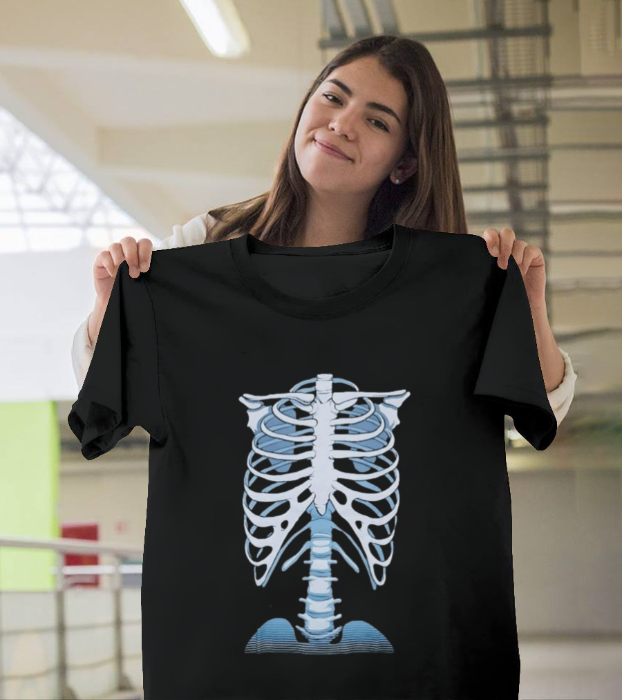 Human Rib Cage Vertebral Column Skeleton Anatomy T-Shirt