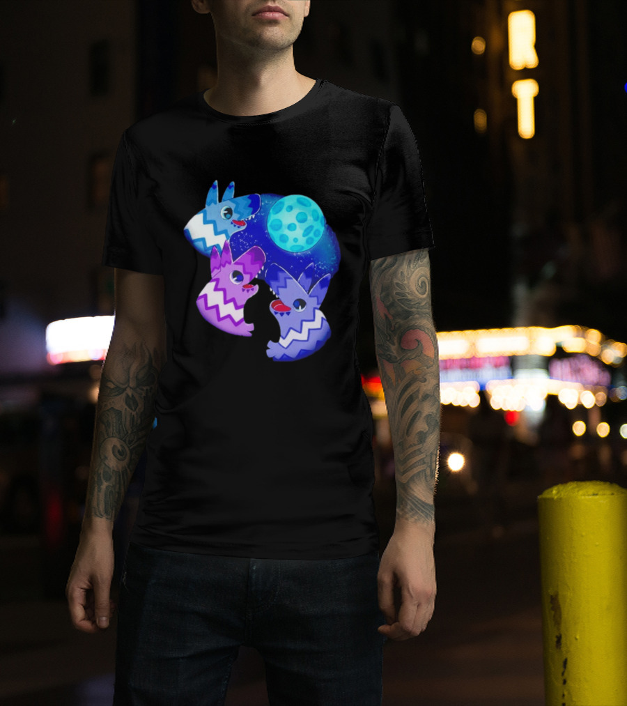 Pinata Dogs Howling At The Moon Blue Zigzag T-Shirt