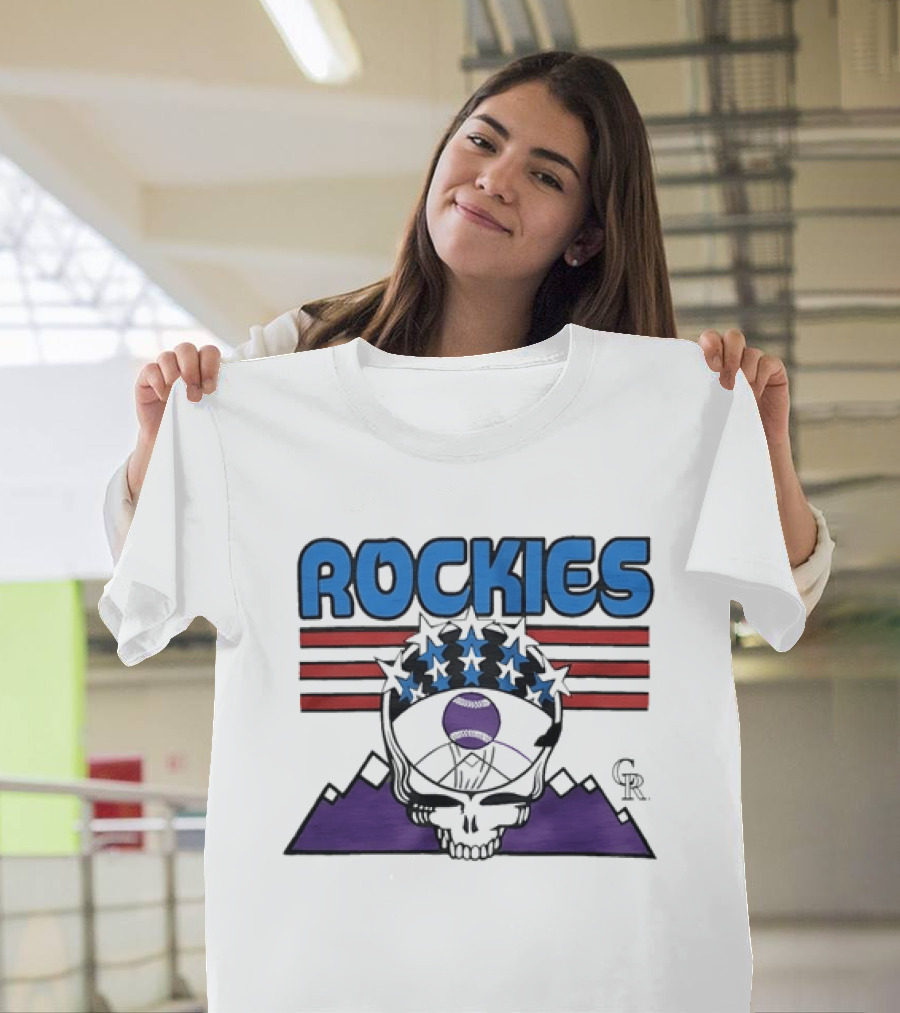 Rockies Skull Grateful Dead CR Baseball T-Shirt