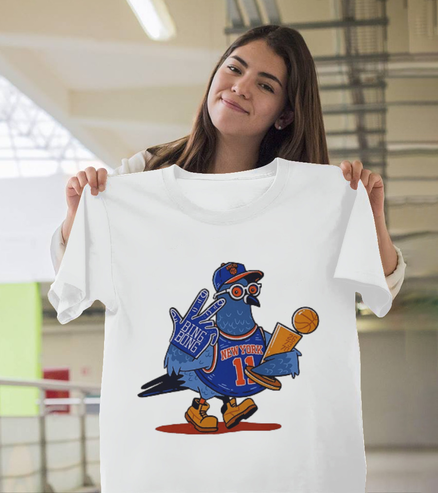 New York Knicks NBA Pigeon Bing Bong 26 73 70 Trophy T-Shirt