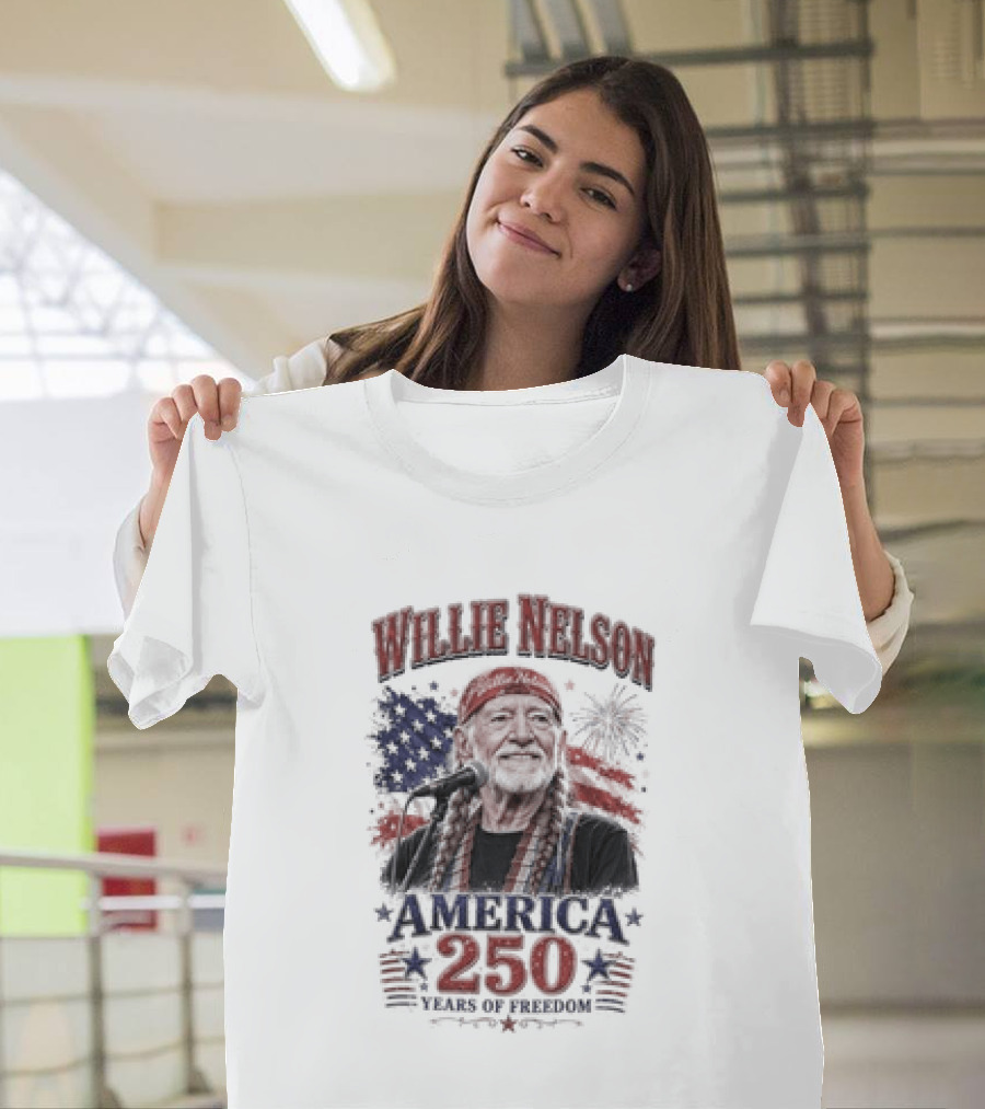 Willie Nelson America 250 Years Of Freedom Stars And Stripes Celebration T-Shirt