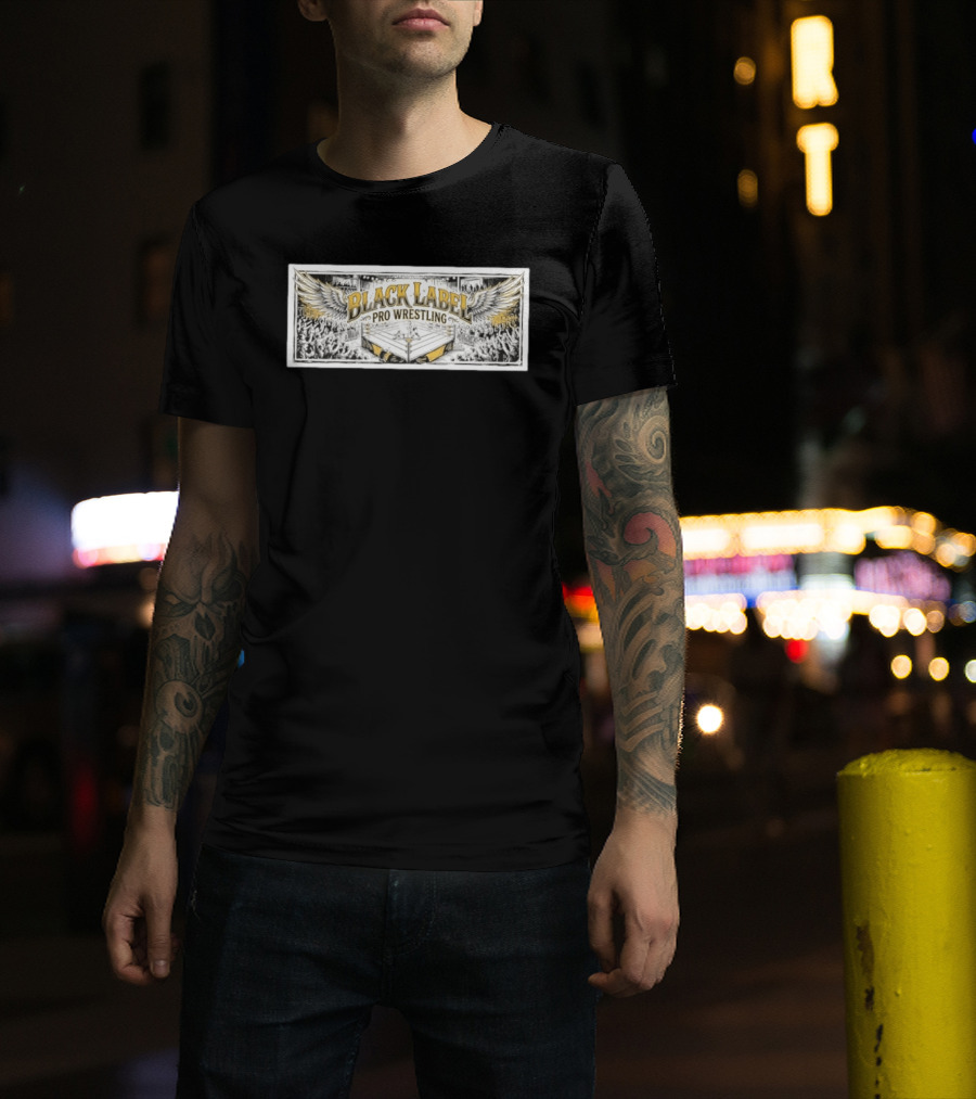 Black Label Pro Wrestling Winged Ring Fans Indie Wrestling T-Shirt