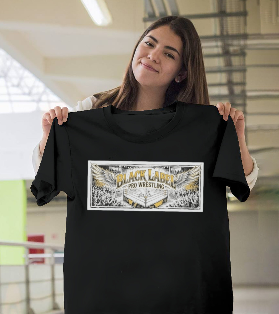 Black Label Pro Wrestling Winged Ring Fans Indie Wrestling T-Shirt