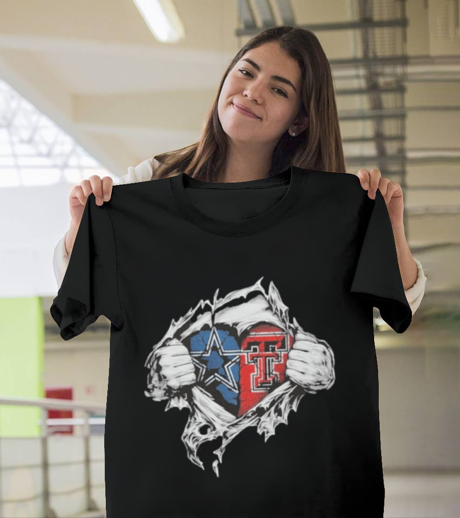 Cowboys Texas Tech Ripped Heart T-Shirt