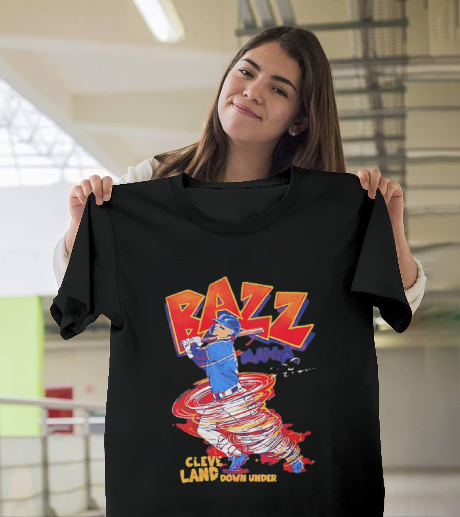 Bazz Mania Cleveland Down Under Travis Bazzana Batting Baseball T-Shirt