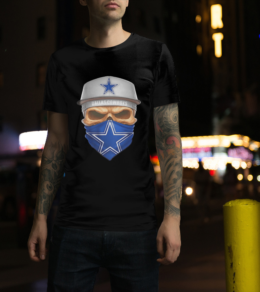 Dallas Cowboys Skull Bandana Cap Men Star T-Shirt