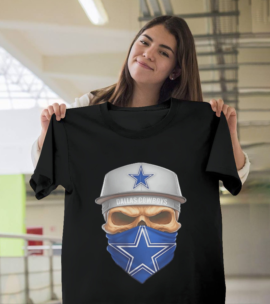 Dallas Cowboys Skull Bandana Cap Men Star T-Shirt