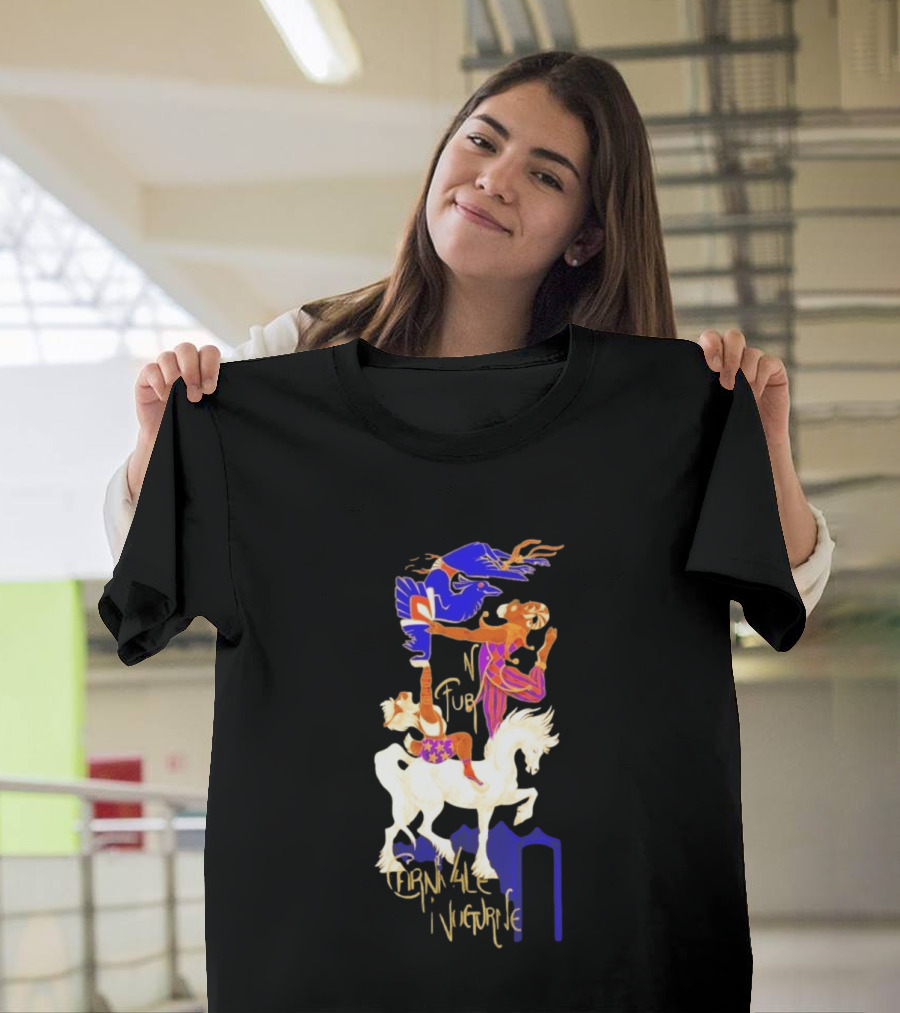 Carnivale Nocturne Jester And Horse With Vibrant Circus Animal And Bird T-Shirt