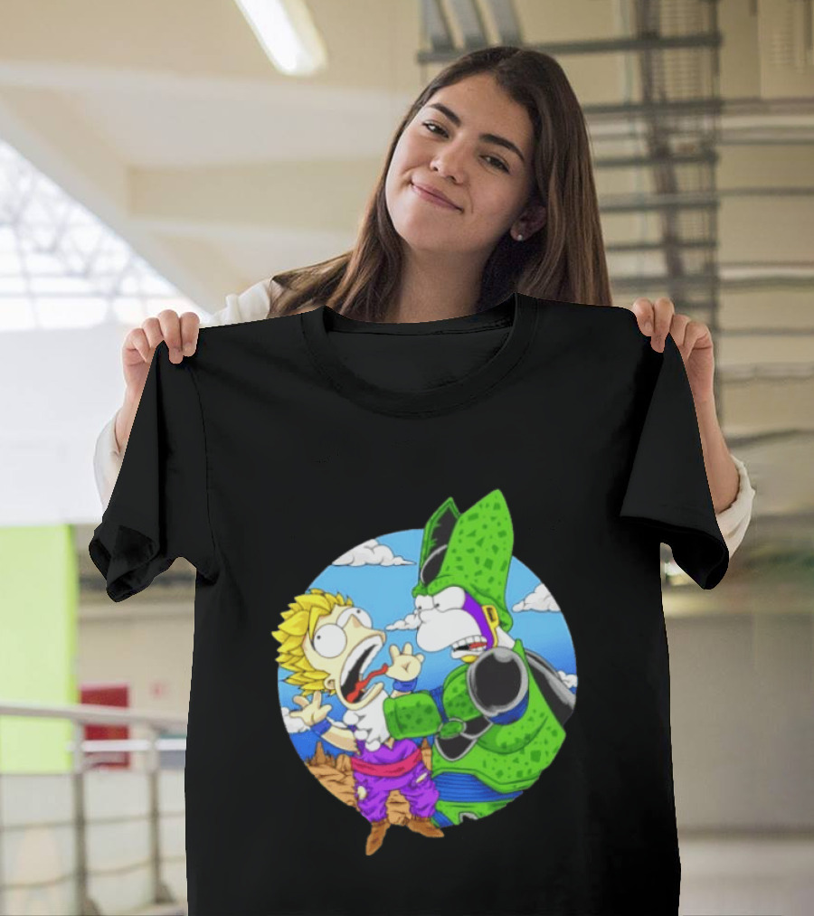 Gohan Cell Dragon Ball Z Bart Homer Simpson Mashup Clash T-Shirt