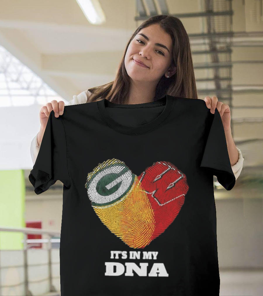 Green Bay Packers It's In My DNA Heart Fingerprint T-Shirt