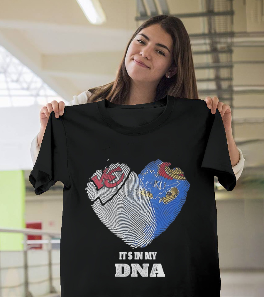 Kansas City Chiefs KU Jayhawks It's In My DNA Heart Fingerprint T-Shirt