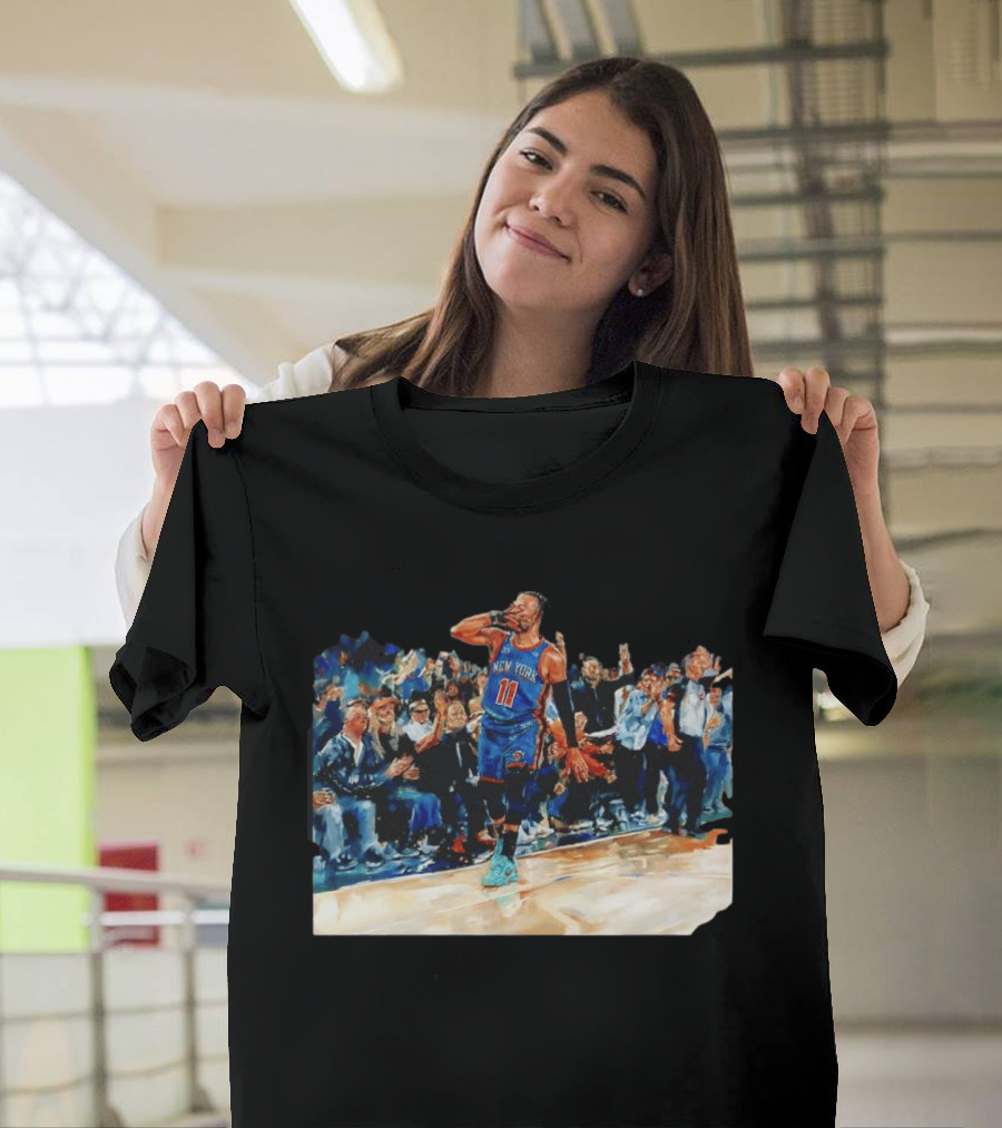 Jalen Brunson New York Knicks NBA Oil Painting Player In Action T-Shirt