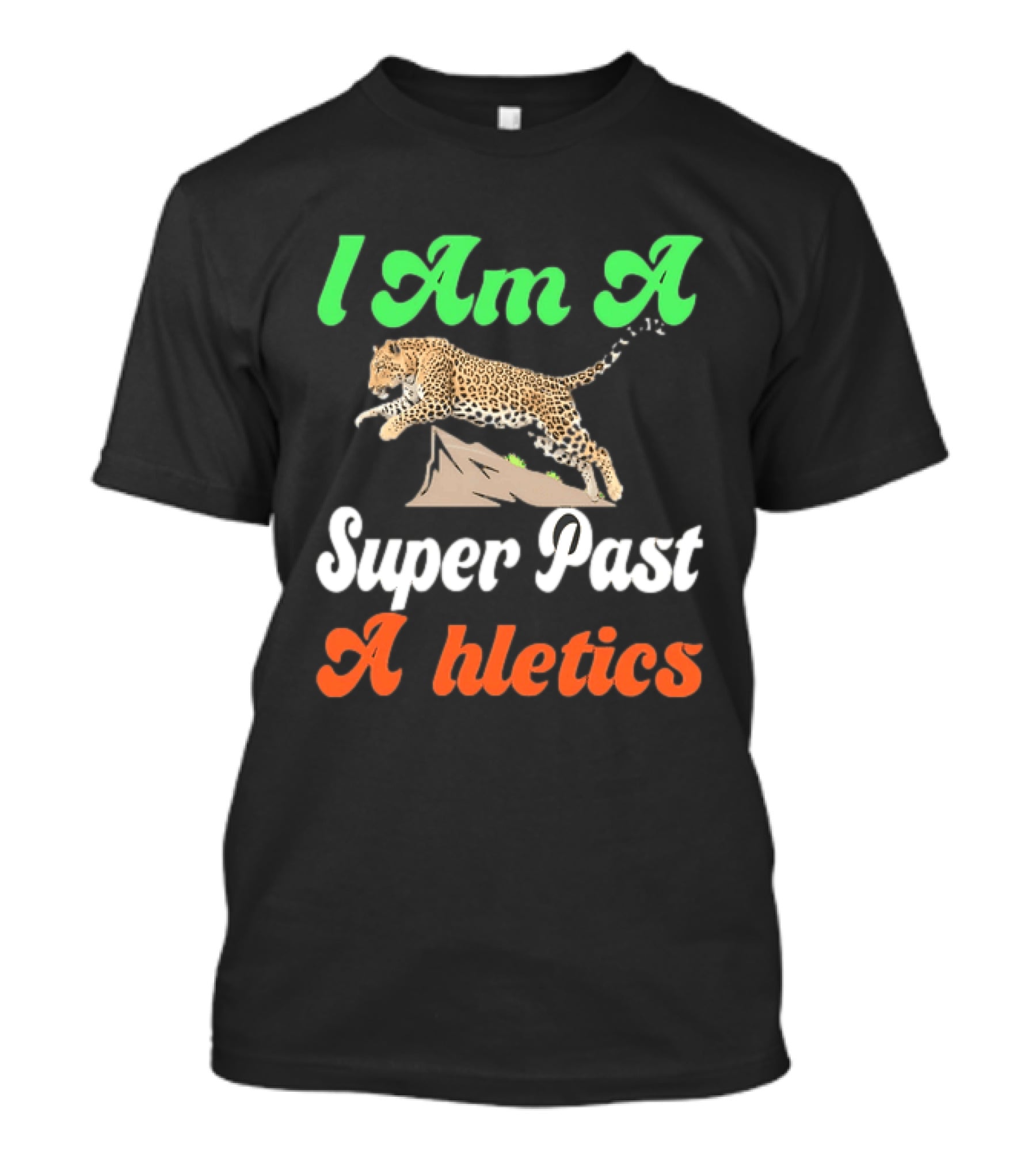I Am A Super Past Athletics Leopard Running T-Shirt