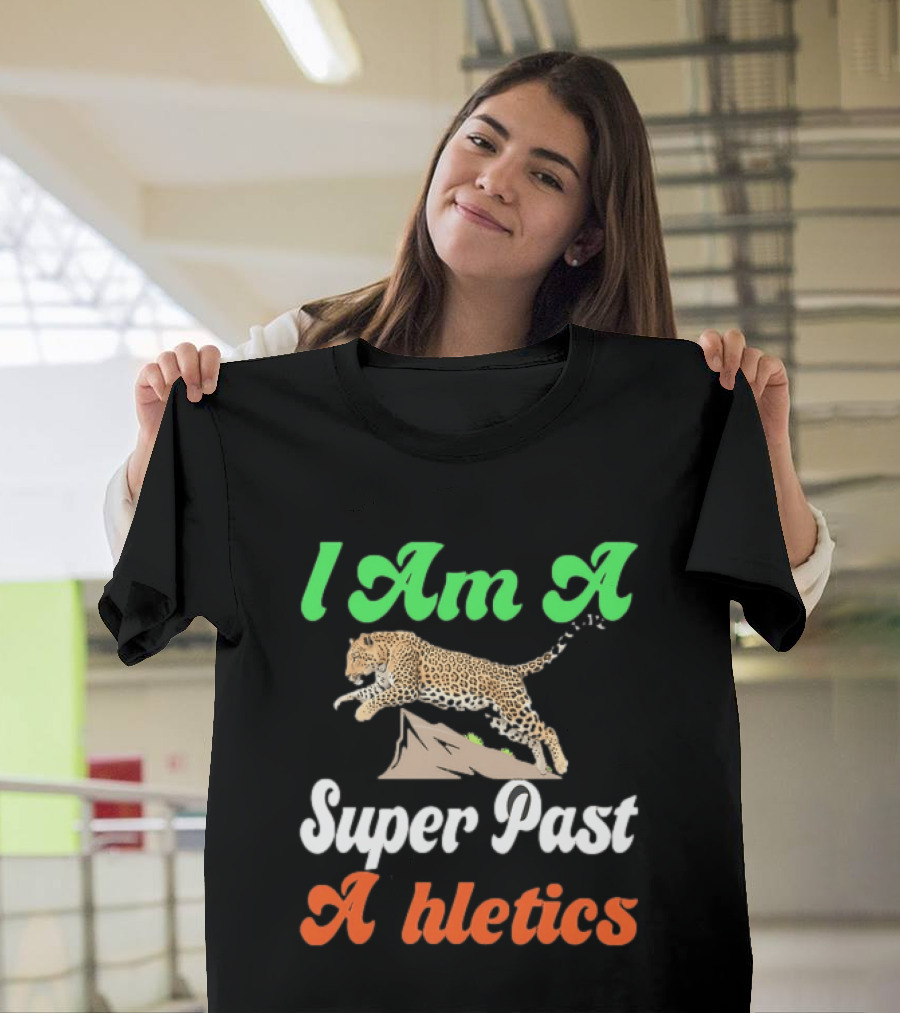 I Am A Super Past Athletics Leopard Running T-Shirt