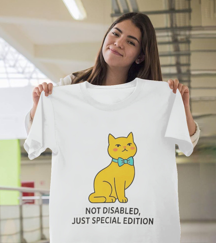 Not Disabled Just Special Edition Cat With Bow Tie T-Shirt